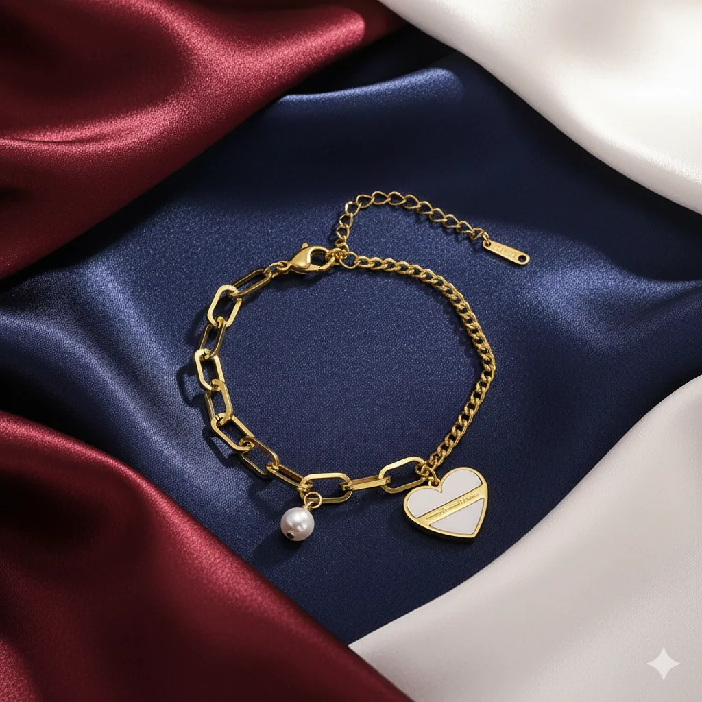 enamal heart bracelets chain